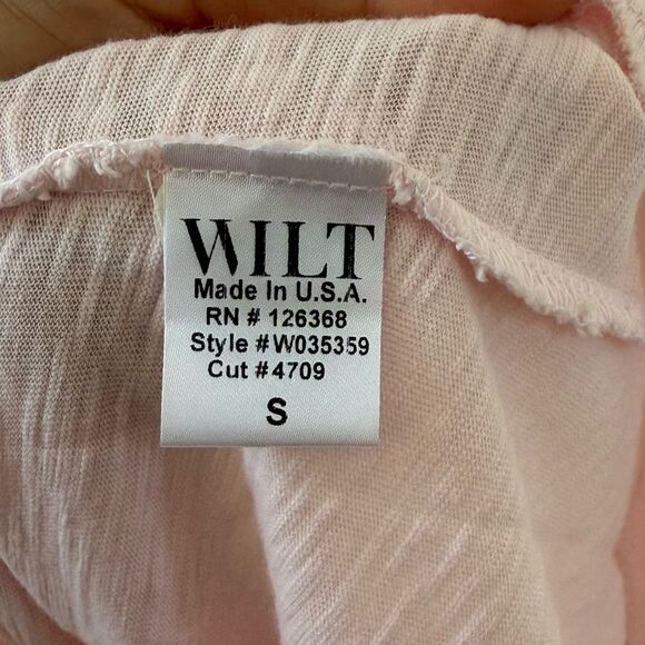 Wilt Mock Layer V Neck Slub Cotton Long Sleeve Tee in Pink S NWOT - Picture 3 of 10